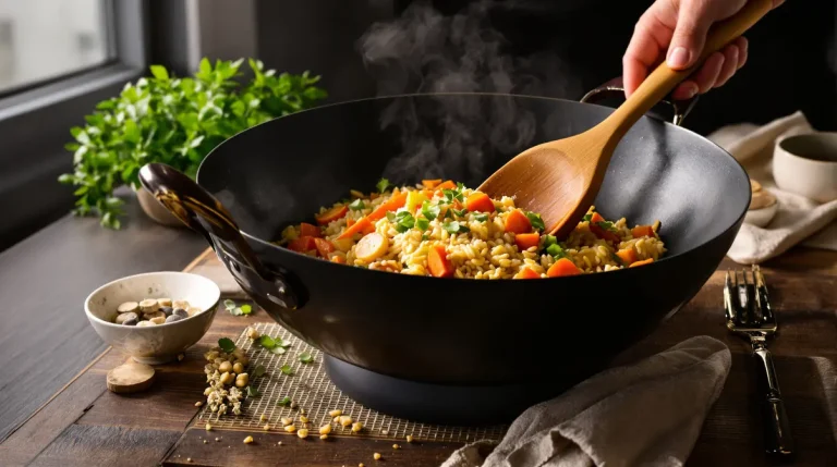 Je prépare ce riz sauté aux carottes et poireaux à la sauce soja dès que je veux un dîner healthy express